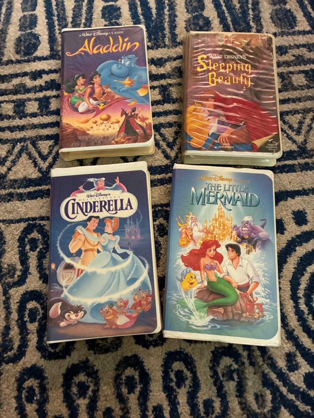 Vintage VHS Disney Lot/Sleeping Beauty/Cinderella/Aladdin/Little Mermaid